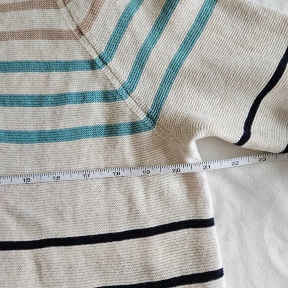 M&S Collection Sweater Womens XXL Beige Striped Reverse Knit LS Drawstings Boho - Picture 6 of 15